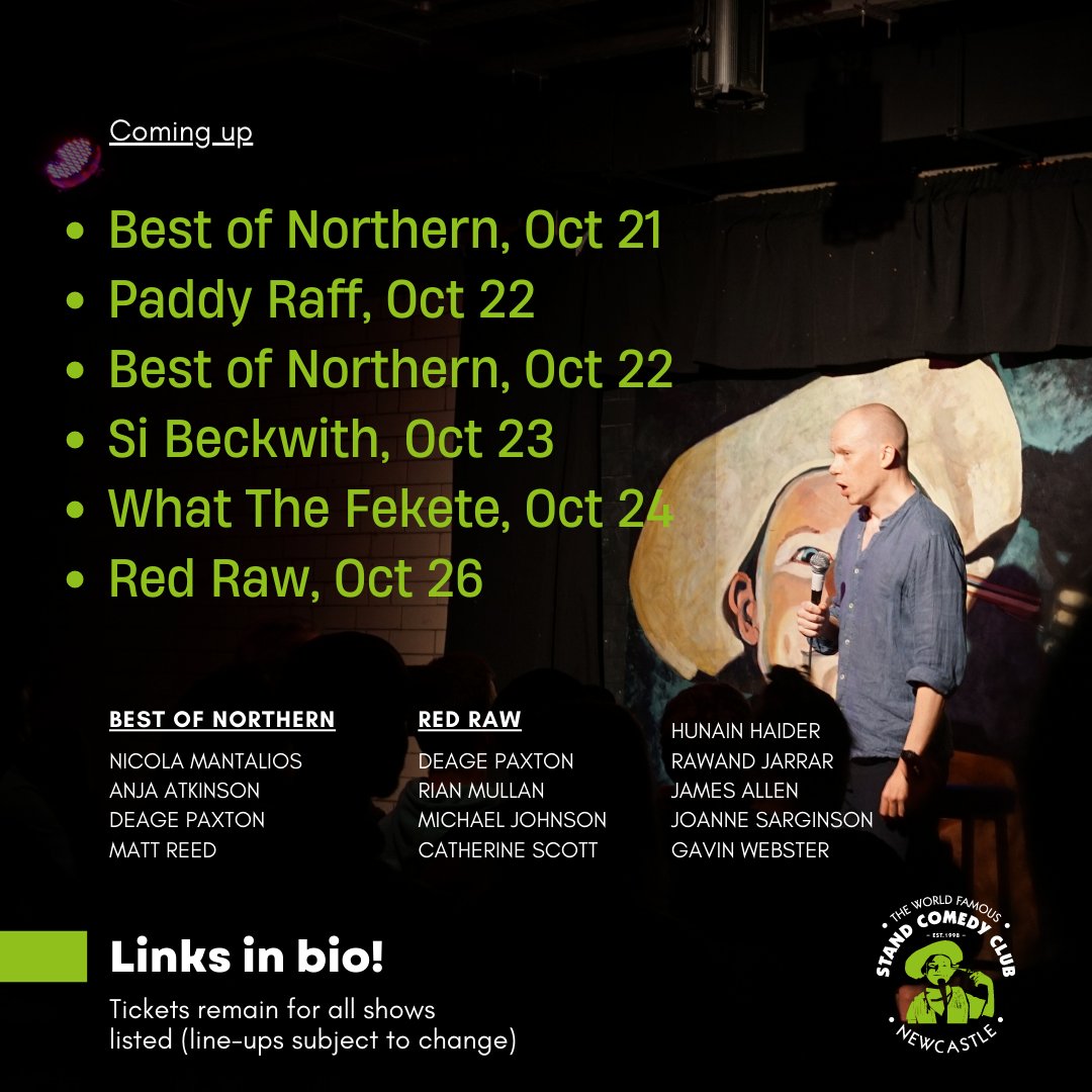 Top stuff from Jordan Brookes last night. Thanks to all who came out. Here’s what’s coming up in the next few, don’t sleep on these! thestand.co.uk/newcastle/what… #NewcastleWhatsOn