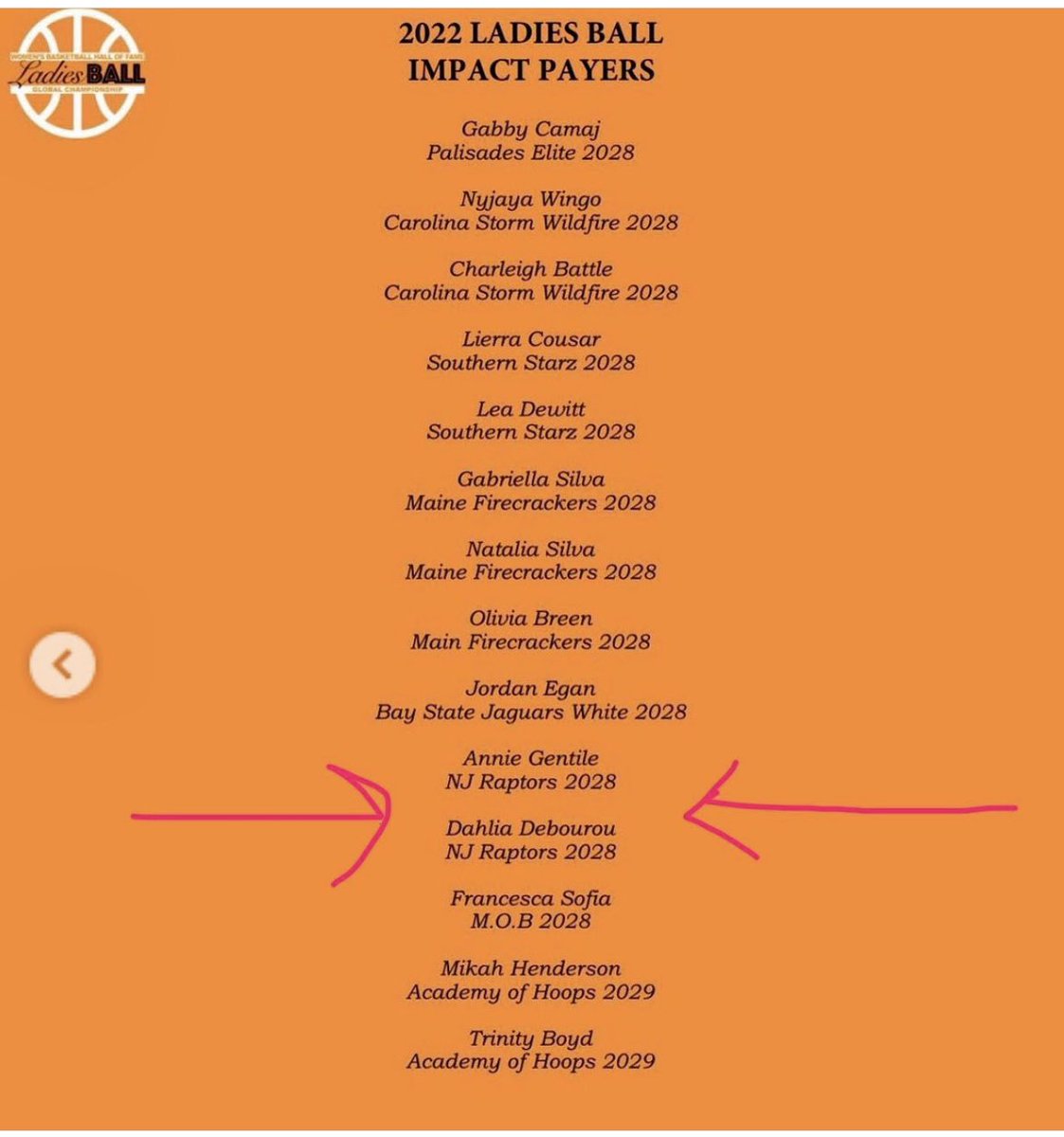 Congrats to 2028 G Dahlia Debourou &amp;   2028 PG Annie Gentile