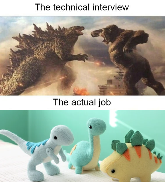 PR0GRAMMERHUM0R's tweet photo. Tech interview vs actual job https://t.co/H0WmwuYIEn https://t.co/oMnq8rTWTR