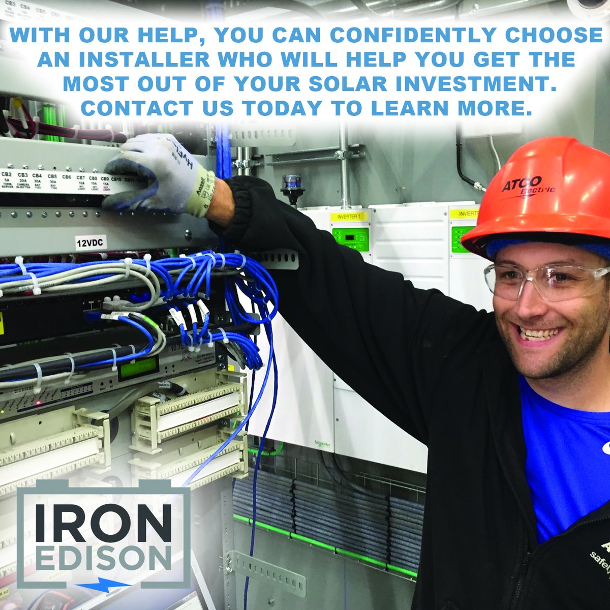 IronEdison's tweet photo. With our help, you can confidently choose an installer who will help you get the most out of your solar investment. Contact us today to learn more.  #IronEdison #offgrid
#offgridliving #solar #solarbatteries #solarbattery #LithiumBatteries #LithiumIronBattery #LithiumBattery https://t.co/cMVczaEH1n