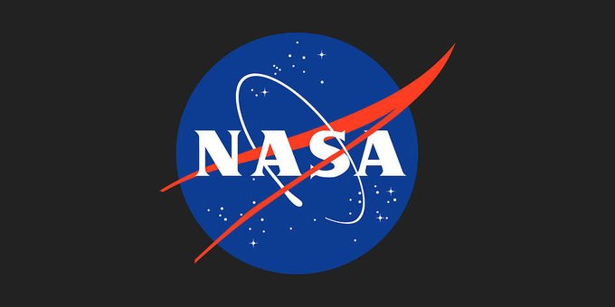 The round insignia of NASA appears on a solid, black background. Nicknamed the "meatball," the round shape of the insignia represents a planet. The stars represent space. The red v-shaped wing represents aeronautics. The circular orbit around the agency's name represents space travel. 