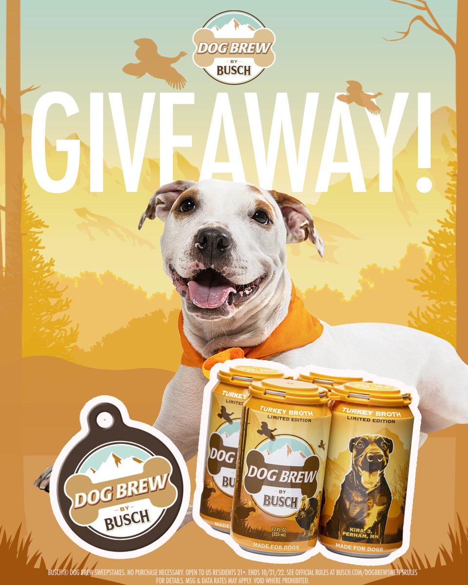 🐶 TURKEY FLAVORED DOG BREW AND DOG TAG BUNDLE GIVEAWAY 🐶 You could win a pack of our limited-edition Turkey Flavored Dog Brew, along with a dog tag. Follow us and comment #sweepstakes for your chance to win!