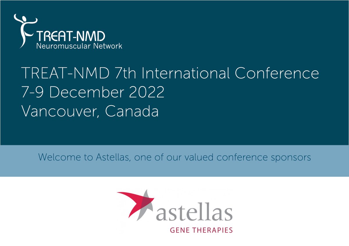 Welcome @AstellasGeneTx Gene Therapies, a sponsor at the TREAT-NMD conference. To find out more on their work in investigational therapies visit: astellasgenetherapies.com #TNMDConference22 #neuromuscular