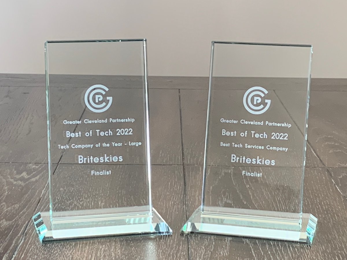 BriteskiesCle's tweet image. Thanks for the #bestoftech #nominations and honored to be #Finalists in two categories!  #ITSector #Clevelandtech @GCPartnership