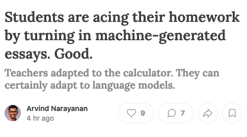 'You won't have an essay-generating AI with you all the time once you get out into the real world'