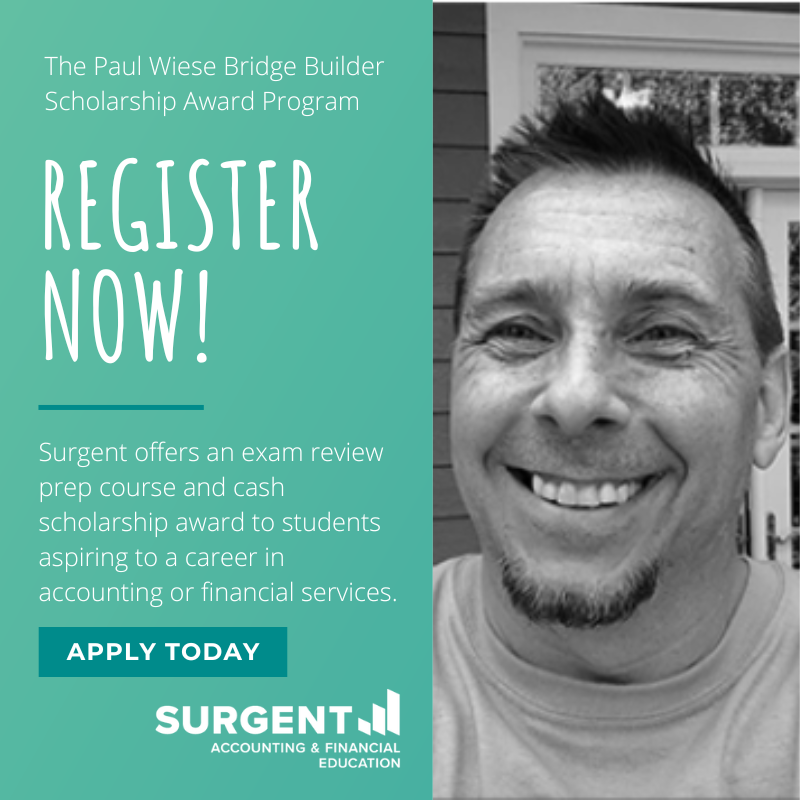 SurgentAFE's tweet photo. Our Paul Wiese Bridge Builder Scholarship Award is open for fall applications! 
 
#Accounting and #finance majors can apply until 11/30 to receive a $2,500 #scholarship and a free #examprep course of your choice! 
 
Apply now: https://t.co/Sfg5bTCDZw 

#CPA #CMA #EA #SIE https://t.co/3LZpEtu8KU