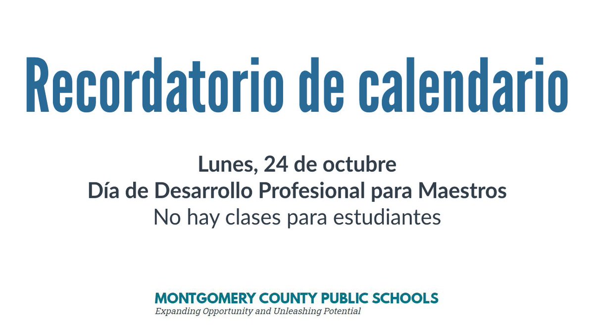 Calendar reminder: There is no school for students on Monday, Oct. 24.