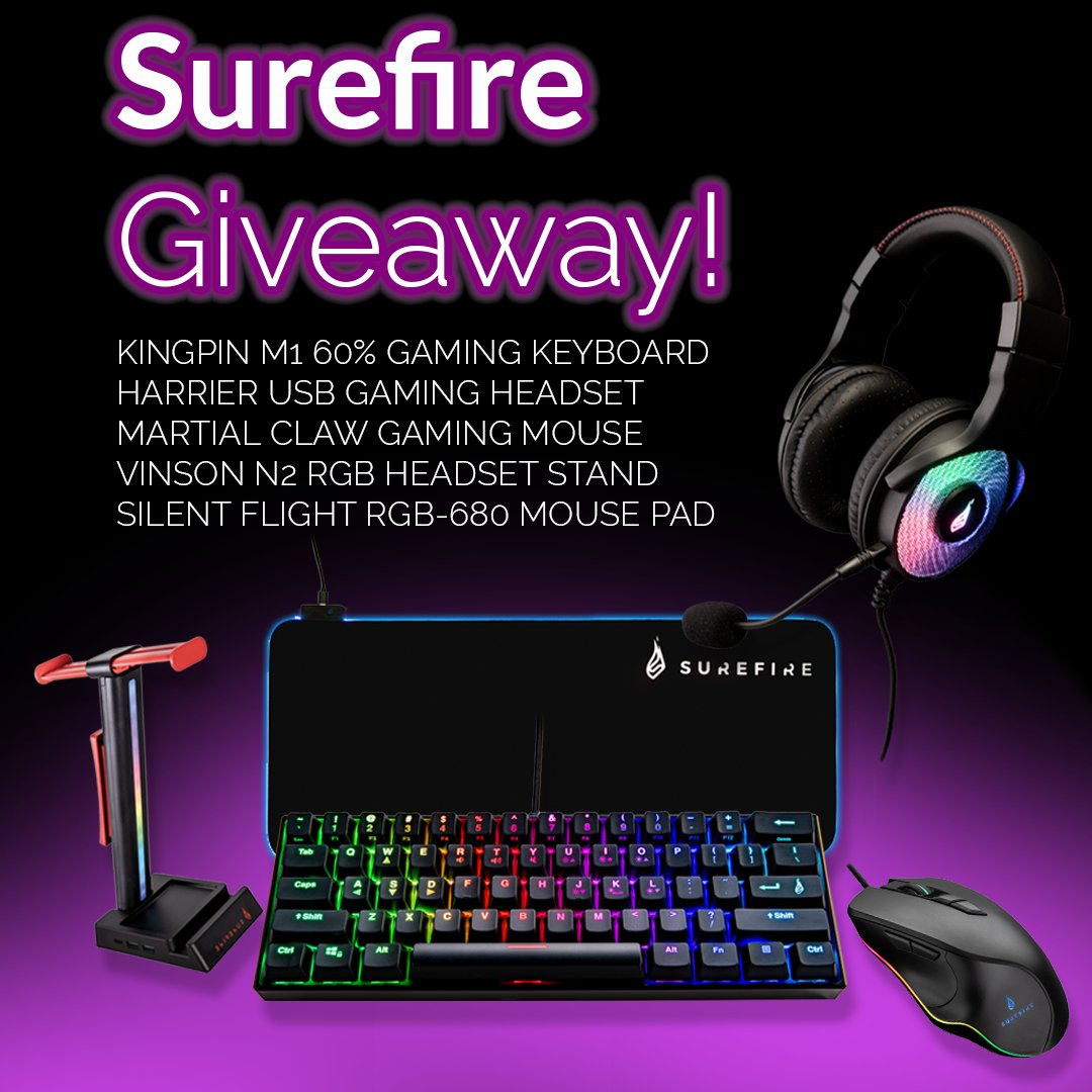 FULL PERIPHERAL GIVEAWAY 🎉

KEYBOARD, HEADSET, MOUSE, MOUSEPAD &amp; HEADSET STAND 

Free to enter! Here's how:
🔄 RETWEET this post!
✅ FOLLOW <a href="/briarfire_/">Briar ♡</a> &amp; <a href="/SureFireEU/">SureFire</a>
🤝 Tag a friend! 

Winner announced in one week! (28th OCT)