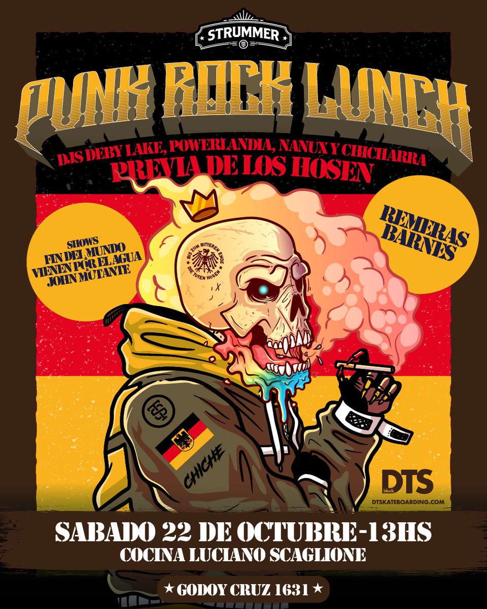 jhon_mutante's tweet photo. Este sabado estaremos abriendo en @StrummerBar en el marco del @punkrocklunch la previa de @dietotenhosen 
Gratis y ATP!
Tempranito.

Junto a 
@losfindelmundoficial 
@vienenporelagua 

Cocina 
@luciano_scaglione_77 

#punk #punkrock #grunge 
#grungestoner #strummerbar https://t.co/8wF0hA6kRV