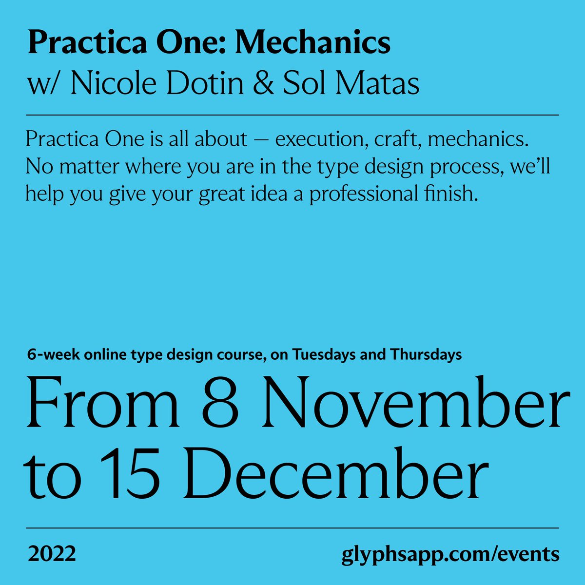 Are you ready to take your type design to the next level? A great idea isn’t enough. A typeface also needs to be well-executed to knock it out of the park. That’s what Practica One is all about — execution, craft, mechanics.