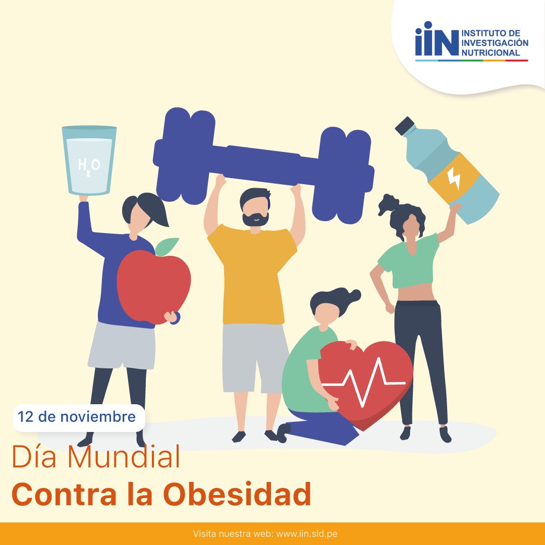#12deNoviembre | Hoy en el #DíaMundialContraLaObesidad recordamos una importante recomendación de la OMS: los jóvenes deben hacer 60 minutos de ejercicios diarios y los adultos mayores un total de 150 minutos semanales 💪🏼🏋🏼‍♀️