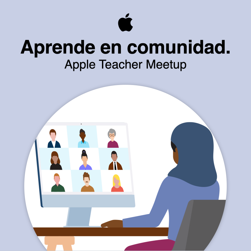 AppleEDU's tweet photo. Únete al Apple Teacher Meetup en español hoy, miércoles 26 de octubre a las 19hs CST/COT. Aprende, crece y conéctate dentro de una comunidad de educadores. El evento es gratuito, y reúne a los educadores para compartir ideas inspiradoras. #AppleTeacher