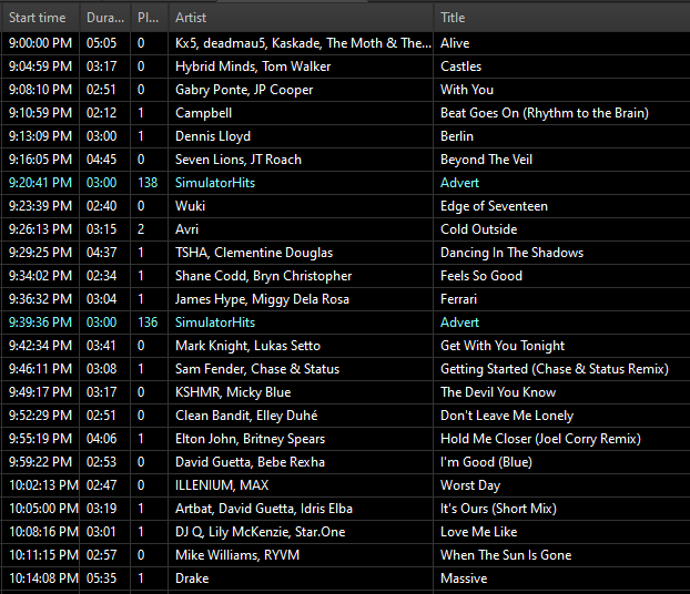 DJEmz1990's tweet image. so my #SHWeekender playlist for @SimulatorHits is finalised and this is how the start of the show is looking