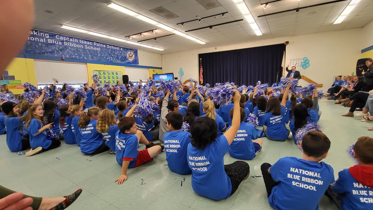 MikeWChip's tweet photo. Capt. Isaac Paine Elementary of Foster celebrates their recognition as a National Blue Ribbon school!
An honor bestowed upon a mere 0.2% of K12 schools in America.
A Paine Panther "ROARS"
R espect O thers A nd R espect S elf https://t.co/johLbjIMih