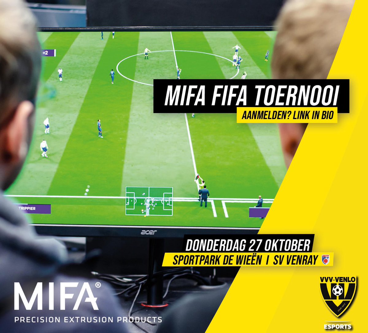 vvvesports_'s tweet photo. MIFA FIFA Toernooi 27 oktober 2023! 🔥

Aankomende donderdag in de herfstvakantie organiseren wij samen met MIFA het eerste MIFA FIFA toernooi van dit FIFA seizoen!

Ben jij er ook bij? Deelnemen is gratis!

⚔️ 2v2
🎮 FIFA 23
📍Sportpark de Wieën, SV Venray https://t.co/qzELZIV2Sk
