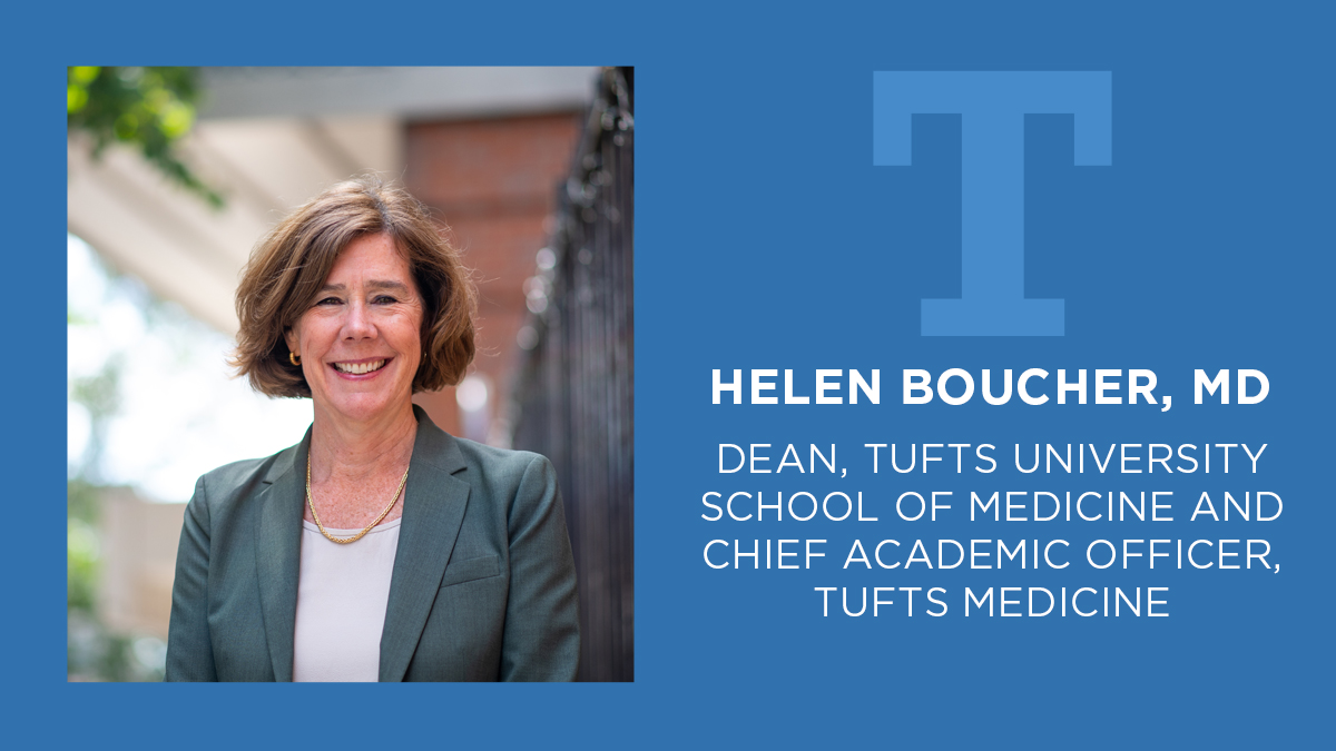 TuftsMedSchool's tweet photo. We are excited to announce that Helen Boucher, MD, has been named the permanent dean of Tufts School of Medicine! Boucher had served as the school’s dean ad interim since last summer when she was also named chief academic officer for @TuftsMedicine. https://t.co/Q6MJ7XcDqp https://t.co/nTRWzXk2uM