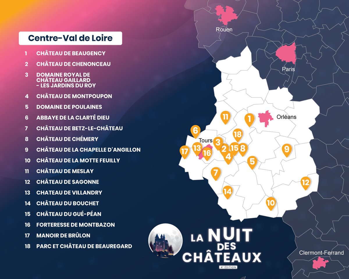 🌙 🏰 Ce week-end participez à la Nuit des Châteaux !

🌟 Venez vivre une expérience inédite dans l’un des 18 châteaux de la <a href="/RCValdeLoire/">Région Centre-Val de Loire</a> qui ouvrira ses portes pour l’occasion ! 🗝

⤵
nuitdeschateaux.com