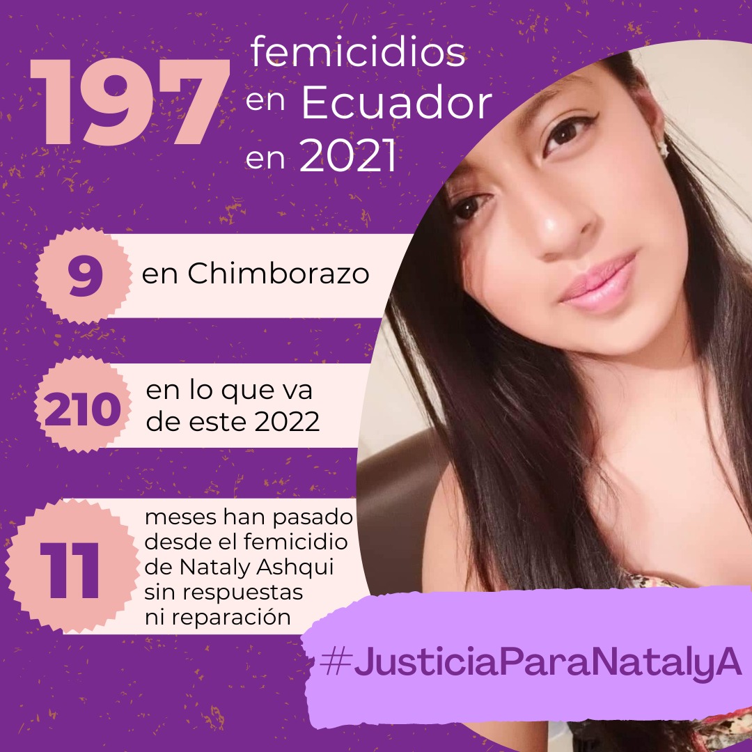 NatiAleli's tweet photo. #JusticiaParaNatalyA Por las 197 compañeras que nos arrancó la violencia feminicida el año pasado, 9 de ellas en #Chimborazo y las más de 210 hermanas que nos ha arrancado solo en lo que va del año. #Riobamba #FiscaliaChimborazo #UnidadJudicialdeRiobamba https://t.co/ICcVu1503W