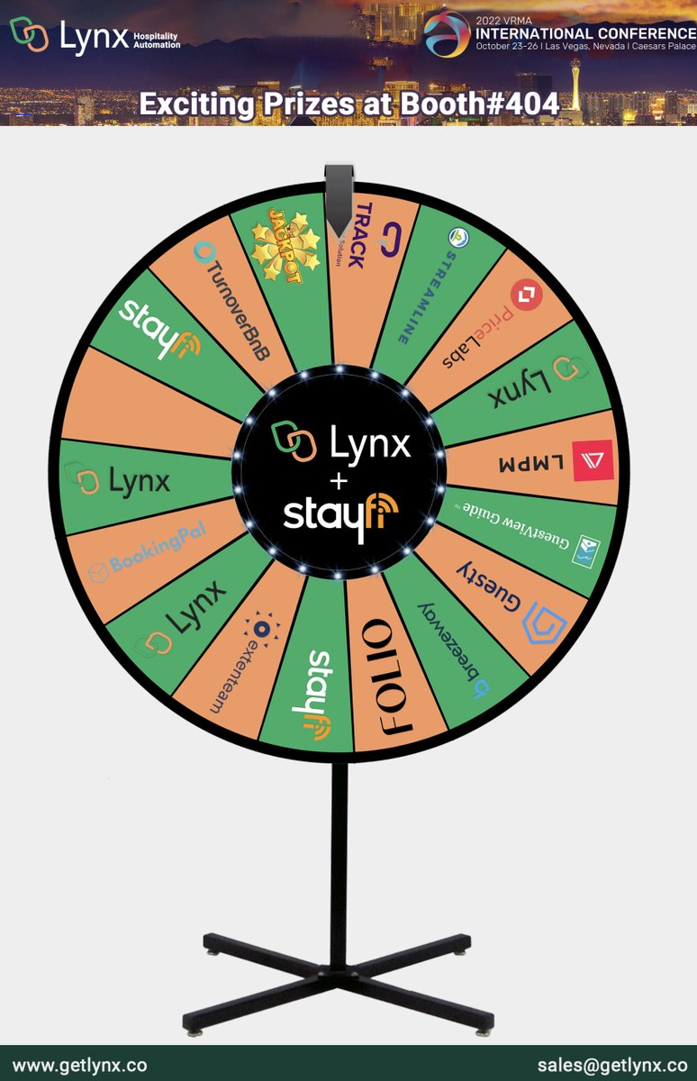 Huge Jackpot to be won in Vegas <a href="/vrma/">Vacation Rental Management Association</a>!

1) $500 CASH
2) Smart home package (valued at $650)
3) More surprises

Come visit at booth #404, spin the wheel and win!

#vrma #vrmainternational #vacationrentals #vacationrental #VRMA2022