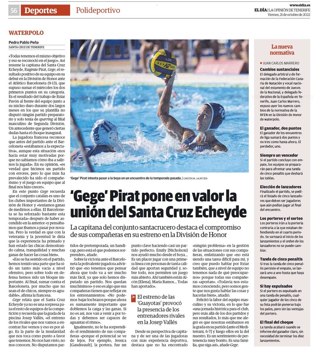 CNECHEYDE's tweet photo. 🗞 Entrevista en @eldia de nuestra capi @GegePirat destacando la unión de las #GuayotasEcheyde y del Club 💪🤽‍♀️ https://t.co/0bcM0gAkAy