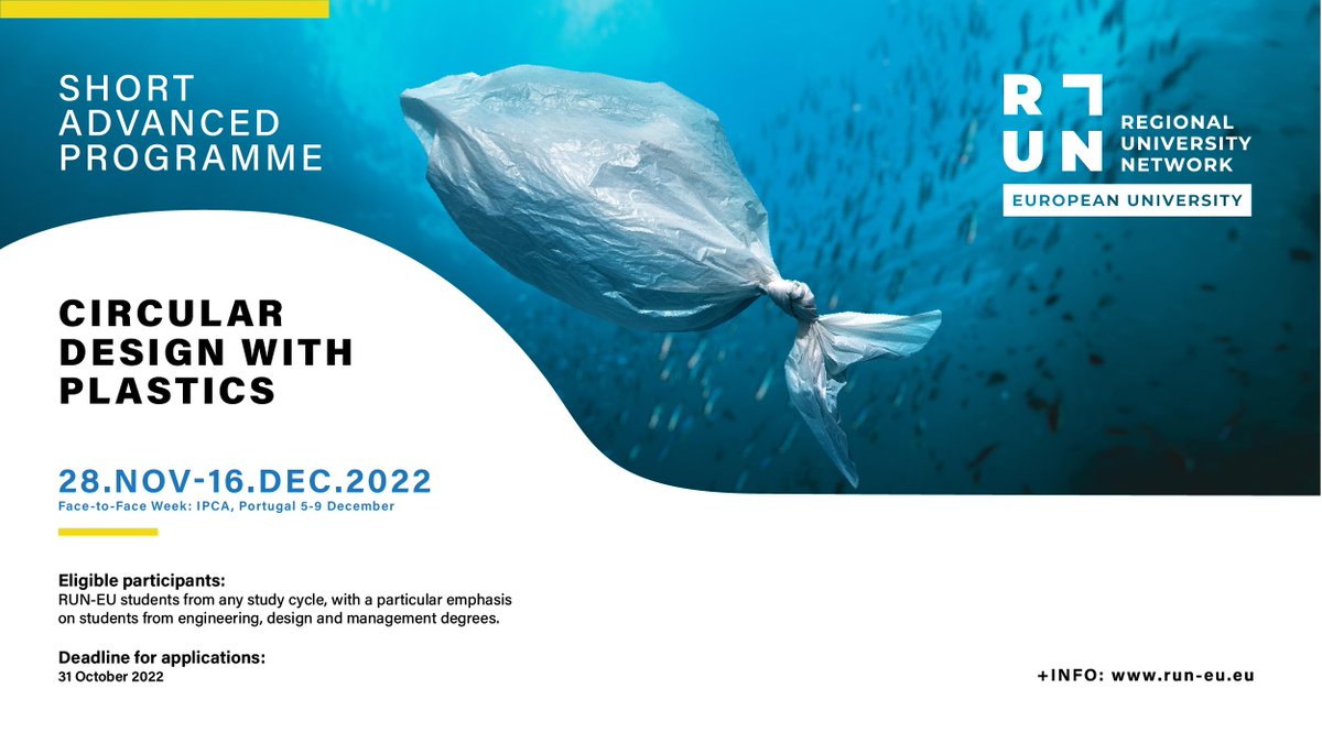 📣 Interested in the Circular Economy challenges and what they imply for industry, society, and development? ♻️ Join this SAP and become familiar with Circular Design (specifically with Plastics) and Circularity. 👉 APPLY BY 31 OCTOBER +INFO: bit.ly/SAP_Circular_D… #run_eu