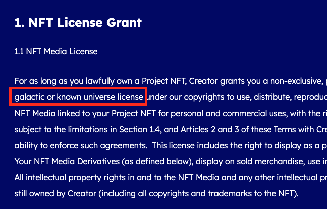 Most NFT projects don't clarify copyright, and don't tell you that you don't *really* own your art.

Not us.

In fact, you can use your Hopeful however you want anywhere in THE GALACTIC OR KNOWN UNIVERSE.

It's right in our official terms: azragames.com/legal/nft-lice…