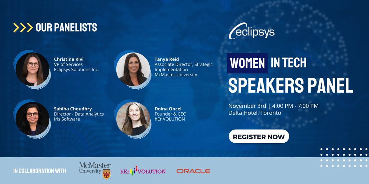 McMasterIT's tweet photo. Are you a student interested in pursuing a career in #STEM?
You are invited to a free networking event featuring #McMasterIT in collaboration with @EclipsysTweets , @hEr_VOLUTION and @Oracle 
Event details &amp; registration here: https://t.co/WH2dBt6XxG https://t.co/2kfKj5ieOi