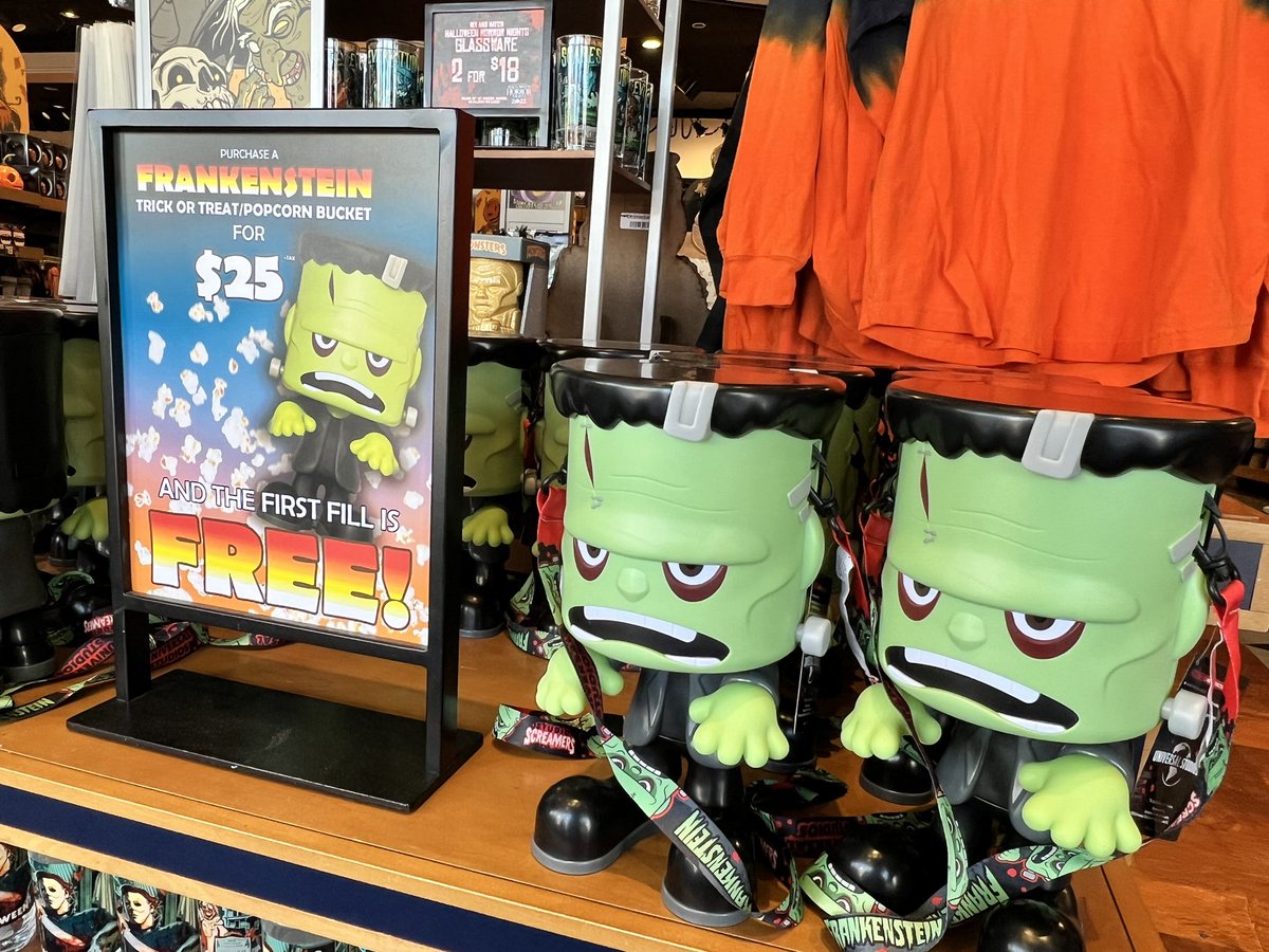 The Frankenstein popcorn bucket is now &25 and the first fill is free. @HorrorNightsORL @UniversalORL