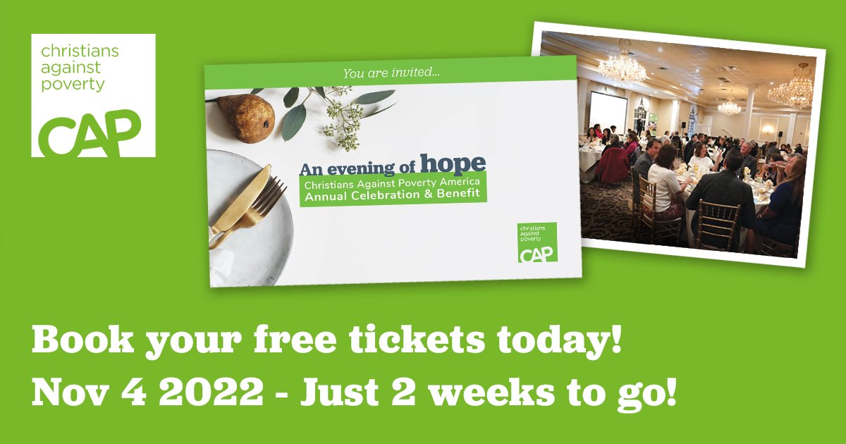 It's just two weeks until CAP's Annual Celebration! Join with the Christians Against Poverty team for a complimentary meal and inspiring evening hearing about all the God has done over the past year. Don't miss out - book your free tickets today! buff.ly/3koUEMk