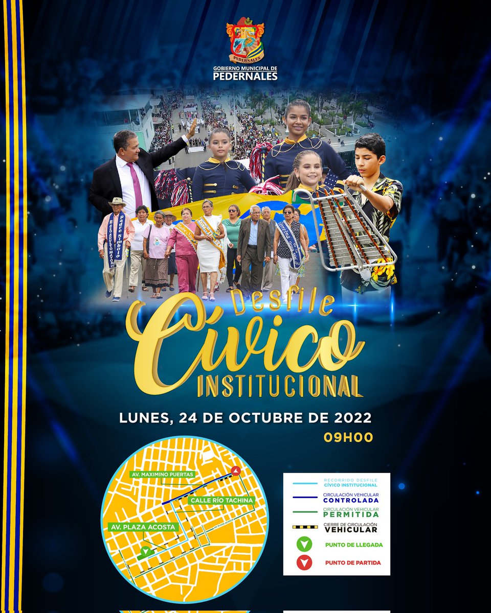 GADMPedernales's tweet photo. Invitamos a participar en el #DesfileCívicoInstitucional para celebrar las Fiestas del Comercio en #Pedernales.
👮🏻♂️👮🏽♀️👨💼👩🏻💼🎵🎶🎵
#MesDelComercio. 👖
#OctubreEnPedernales. 🇪🇨
#FiestasDelComercio. 🎉 https://t.co/64BcpZZi5w