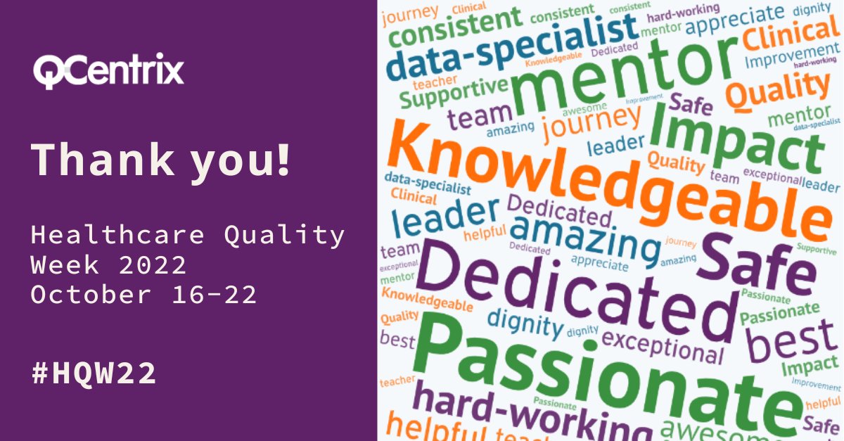 QCentrix's tweet photo. It’s Healthcare Quality Week! At Q-Centrix, we've asked our team members to share words of thanks and praise this week for all those making a positive impact on patient care! Here's a snapshot of just some of what they had to say! #HQW22 #thanks #qualityprofessionals https://t.co/uWq70fojC1