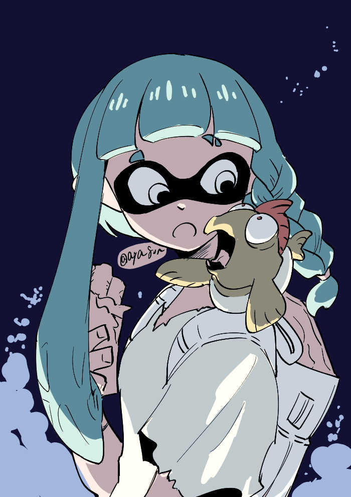 インクリング ,イカガール(スプラトゥーン) 「らくがき・3号とコジャケ 」|あやめゴン太のイラスト