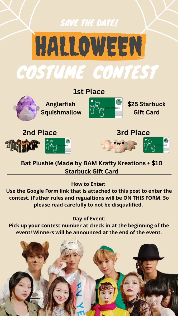 seoulfest's tweet photo. Today is the LAST DAY to sign up for the Costume Contest! Here is what the prizes are for each winner. Winners will be chosen by mass vote by all event attendees. 

Sign up with this link:
https://t.co/bfQwaGIjGE https://t.co/S50CIqxYOx