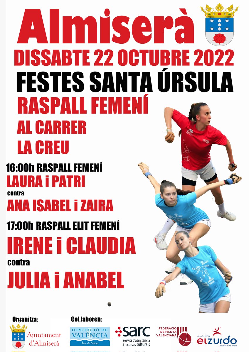 🗣DISSABTE COMPLET <a href="/ZurdoPilota/">El Zurdo Pilota</a>!!
📍AL TRINQUET DE BELLREGUARD🏟
SEMIFINALS
🏆COPA RASPALL PROFESSIONAL 
🏆COPA2 RASPALL
📍AL CARRER LA CREU D'ALMISERÀ
RASPALL FEMENÍ 🚺
A LA FESTA DE SANTA ÚRSULA 🎉
#pilotamola #pilotavalenciana #raspallfemení