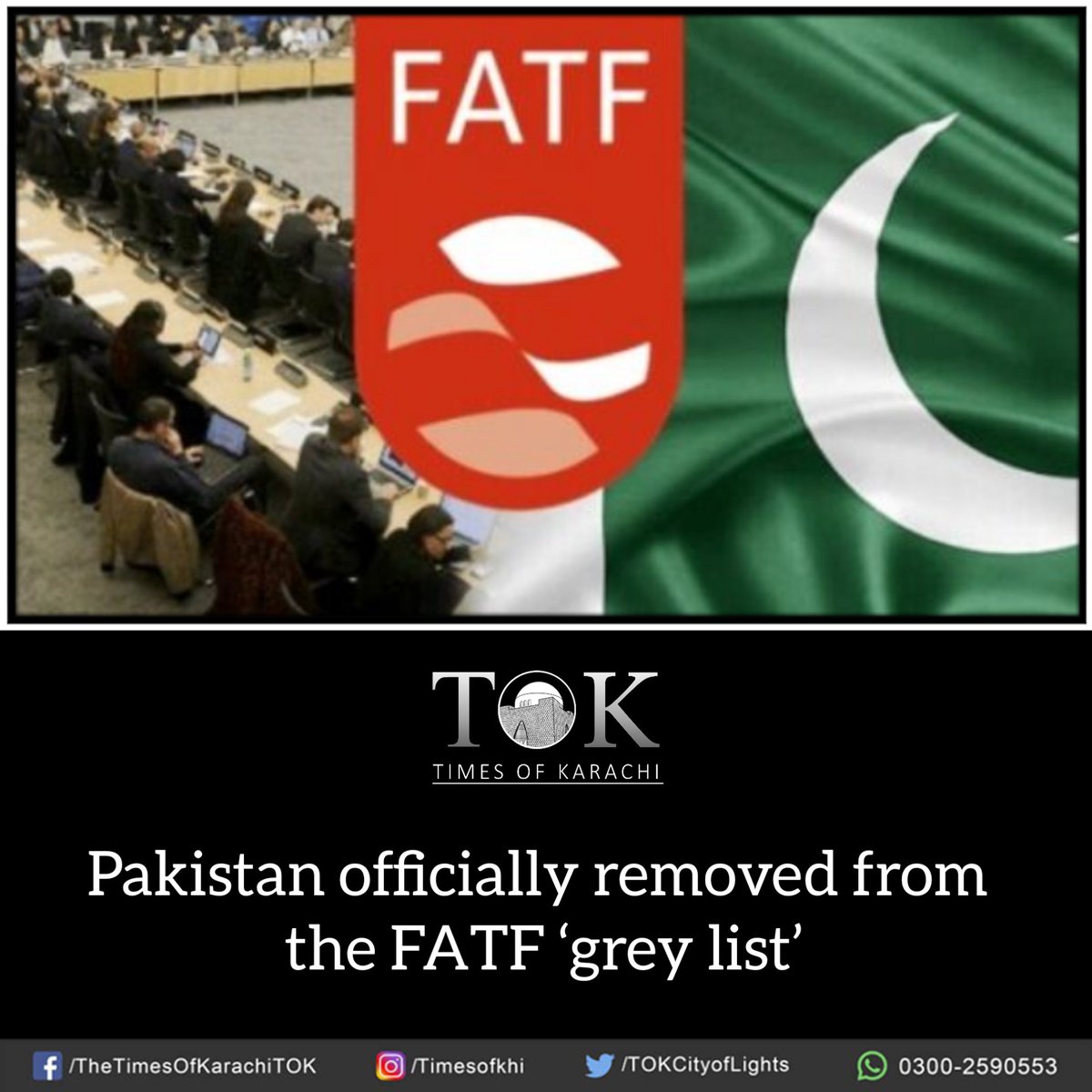 JUST IN: The Financial Action Task Force (FATF) — the world's money laundering and terror-financing watchdog — said that #Pakistan has been removed from the grey list and is no longer subject to its increased monitoring process. #FATF #TOKAlert