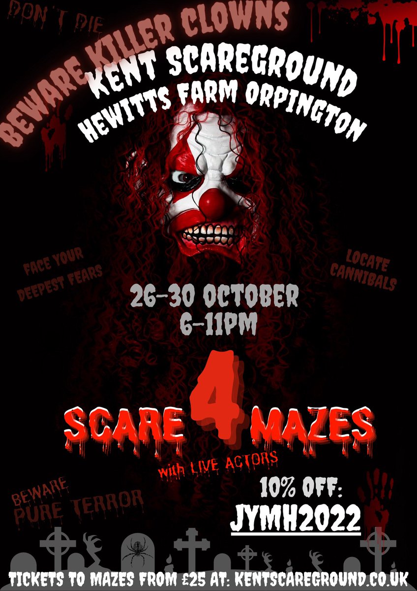 RHolbourn's tweet photo. Next week, I’ll be performing as a Scare #Actor for @KentScareground at Hewitt’s Farm in Orpington. 

Will I scare you there?

#orpington @Orpington1st #kent #london #HorrorCommunity #scaremazes #clown #orpingtongossip #follow #event #londonevent https://t.co/w3cS9G8y86