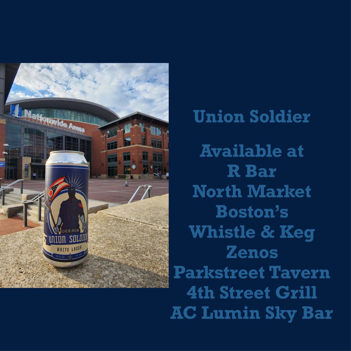 TheUBSoldiers's tweet image. Yes. Union Blue Soldiers has a beer. Buy our new beer Union Soldier made by @EndeavorBrews. R  Bar is one of the many places that you can get it at. So many people have tried Union Soldier. Be like them and try Union Soldier today. #UnionBluePride #CBJ