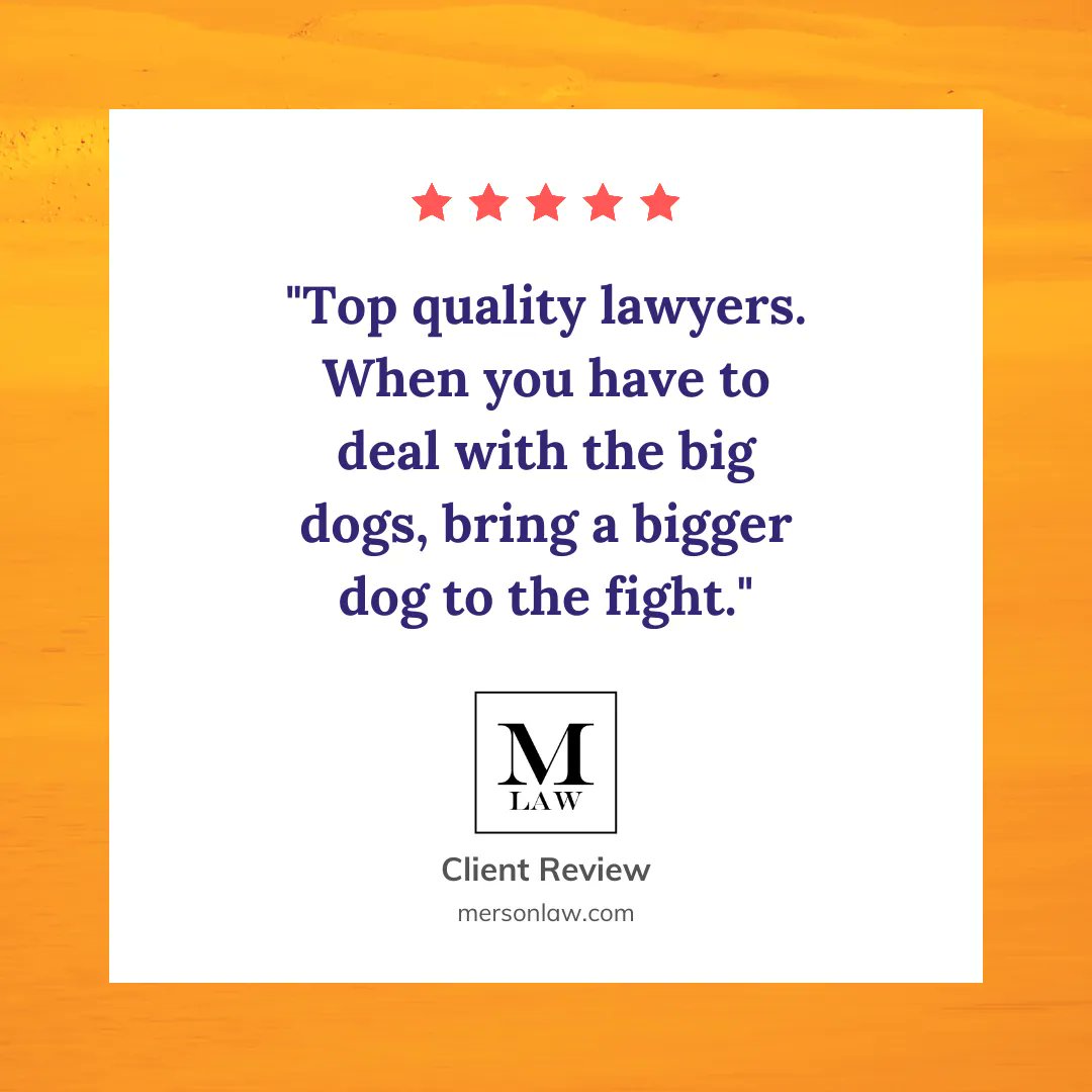"Top quality lawyers. When you have to deal with the big dogs, bring a bigger dog to the fight." 🤗
 #clientreviews #anotherhappyclient #nyclawyer #mersonlawpllc