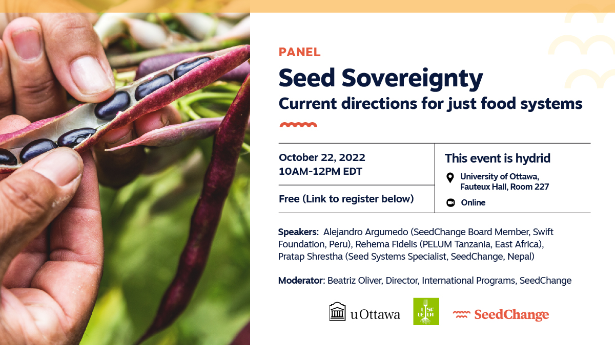 Join us tomorrow for Seed Sovereignty: Current directions for just food systems, a #panel discussion exploring the current challenges and opportunities for achieving #seedsovereignty.

Register for the in-person or online event here: bit.ly/3CVkCTM