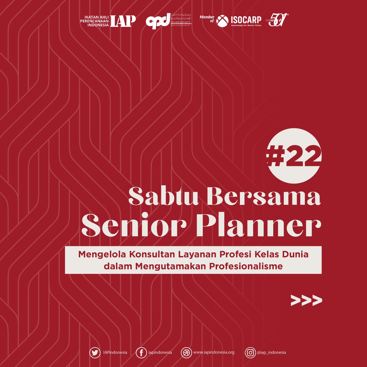 IAPIndonesia's tweet photo. Halo para sobat planner.. 
Kami mengajak sobat planner untuk bergabung mengikuti acara Sabtu Bersama Senior Planner dengan narasumber spesial yang telah berkiprah di dunia konsultan internasional. 

Registrasi melalui https://t.co/Ctf5E8oXjl 
CP : 0857 2781 8110 Adhevita https://t.co/VrvSmCgMGU