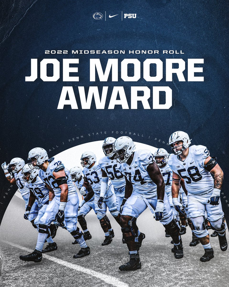The Penn State OL has been named to the @JoeMooreAward Midseason Honor Roll 💪 #WeAre