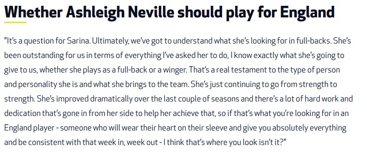 spurswomenblog's tweet photo. Rehanne on whether @AshNev10 should play for England 🏴󠁧󠁢󠁥󠁮󠁧󠁿🦁

'...if you want 'someone who will wear their heart on their sleeve and give you absolutely everything and be consistent with that week in, week out - I think that’s where you look isn’t it?.' [full quote from presser👇] https://t.co/6ChLh5qePv