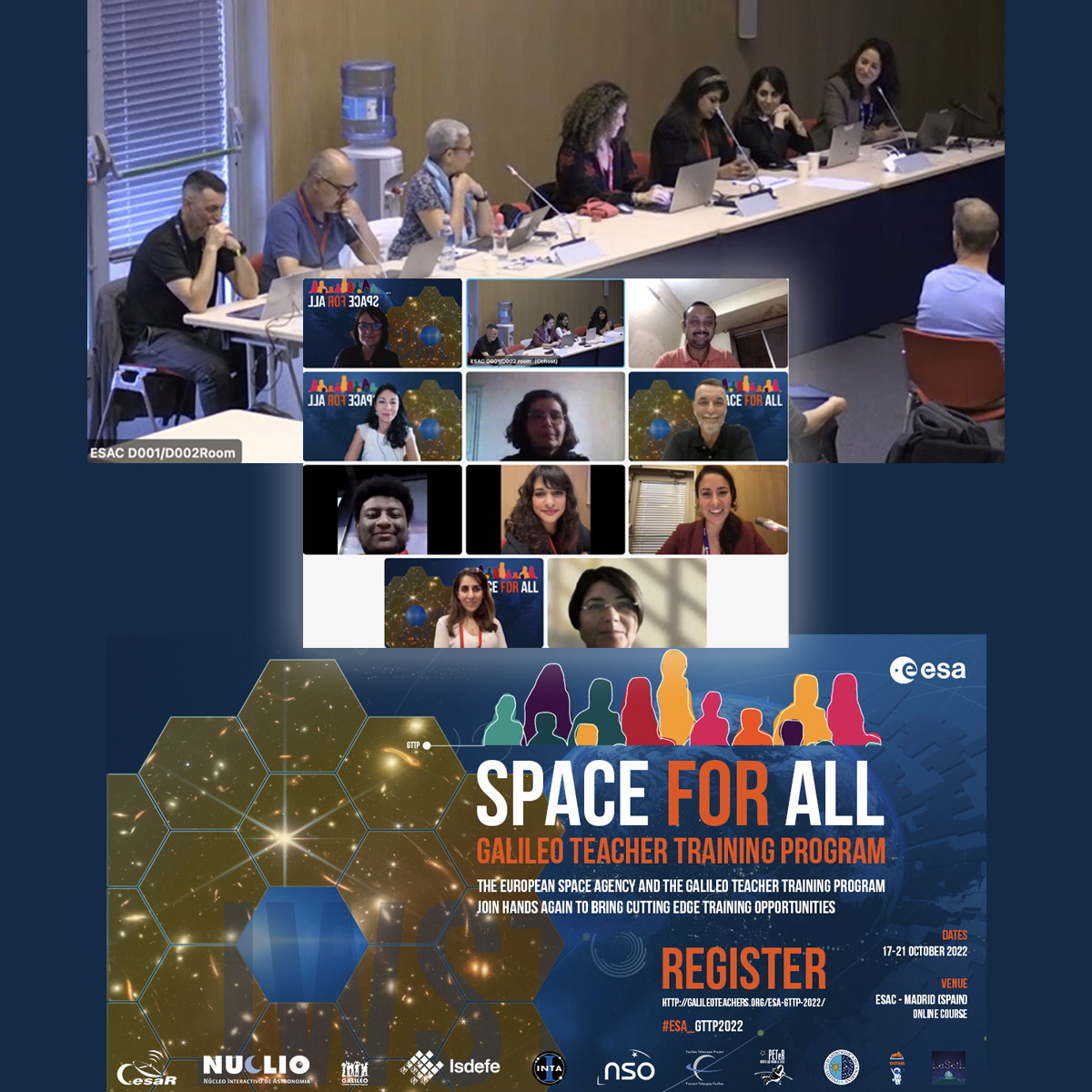 galileoteachers's tweet photo. 📡Thanks for being with us at the #ESA_GTTP2022 👏
😊The team is happy to have organized this wonderful education experience!
@esa_cesar_es @esa_es @esa @galileoteachers @nuclio_pt @IAC_Astrofisica @faulkestel @SchoolsObs @intaespana @Isdefe_ @LaSciL_project #DiSTARS #ErasmusPlus https://t.co/YT25AdgnYt
