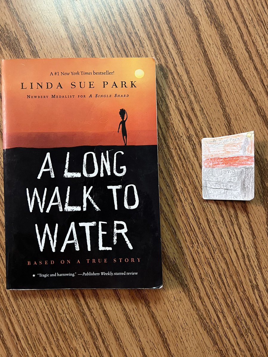 Erin (@erintinnell45) on Twitter photo finished reading A Long to Water this week. One of my kids made their own copy, complete with brown and black text to show the difference between Salva and Nya’s stories. I love my job 💙💙 <a href="/PowersFerryES/">Powers Ferry Elementary School</a> <a href="/ElaynaWilson1/">Elayna Wilson</a> <a href="/TheLitAP/">Rashida</a> finished reading A Long to Water this week. One of my kids made their own copy, complete with brown and black text to show the difference between Salva and Nya’s stories. I love my job 💙💙 <a href="/PowersFerryES/">Powers Ferry Elementary School</a> <a href="/ElaynaWilson1/">Elayna Wilson</a> <a href="/TheLitAP/">Rashida</a>