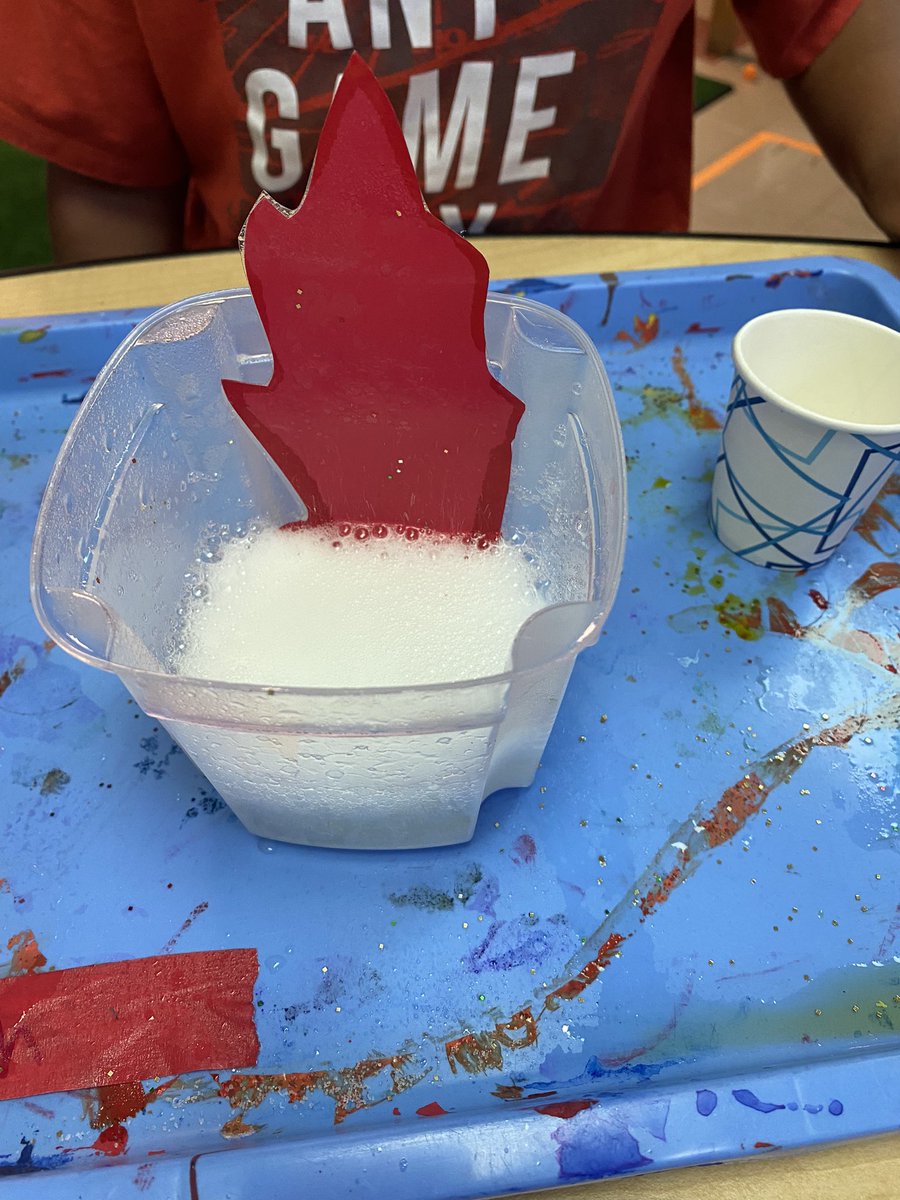 hszellner1's tweet photo. Today we played with fire @BookerTWashElem 🔥 we made fire cups for snack and extinguished fires with vinegar and baking soda reactions! #esc9headstart #iamwfisd https://t.co/dNfxbPwrWV