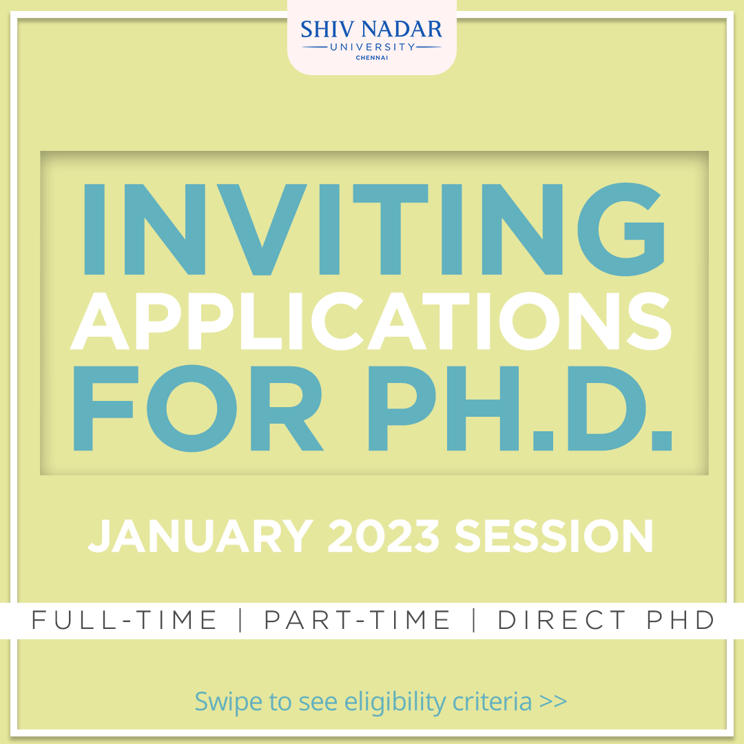 SNUChennai's tweet photo. Get ready to launch a future-forward career in research by pursuing PhD at Shiv Nadar University Chennai. 

Swipe to see the eligibility criteria for the admission.

#ShivNadarUniversityChennai #ThinkFuture #PHDCourses #DoctoralCourses #PHDadmissions #AdmissionsOpen #ApplyNow https://t.co/okpZ7PgZil