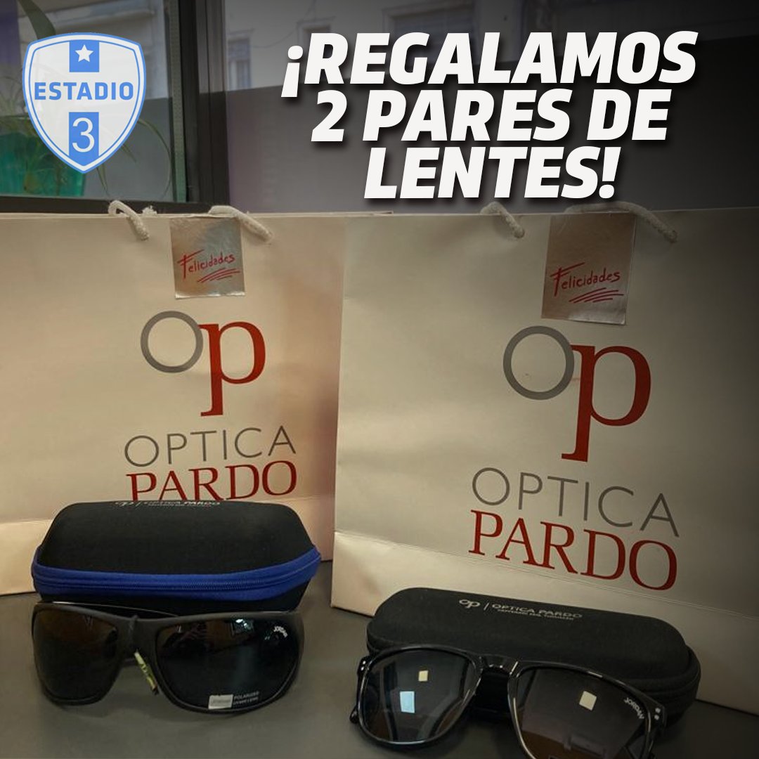 ¡REGALAMOS DOS PARES DE LENTES! 😎 En @estadio_3 regalamos dos pares de lentes cortesía de Óptica Pardo 😁 ¡ES FÁCIL! 👇 - Seguinos en Twitter - Dale RT REGALAMOS HOY EN ESTADIO 3 AL FINAL DEL PROGRAMA 📻