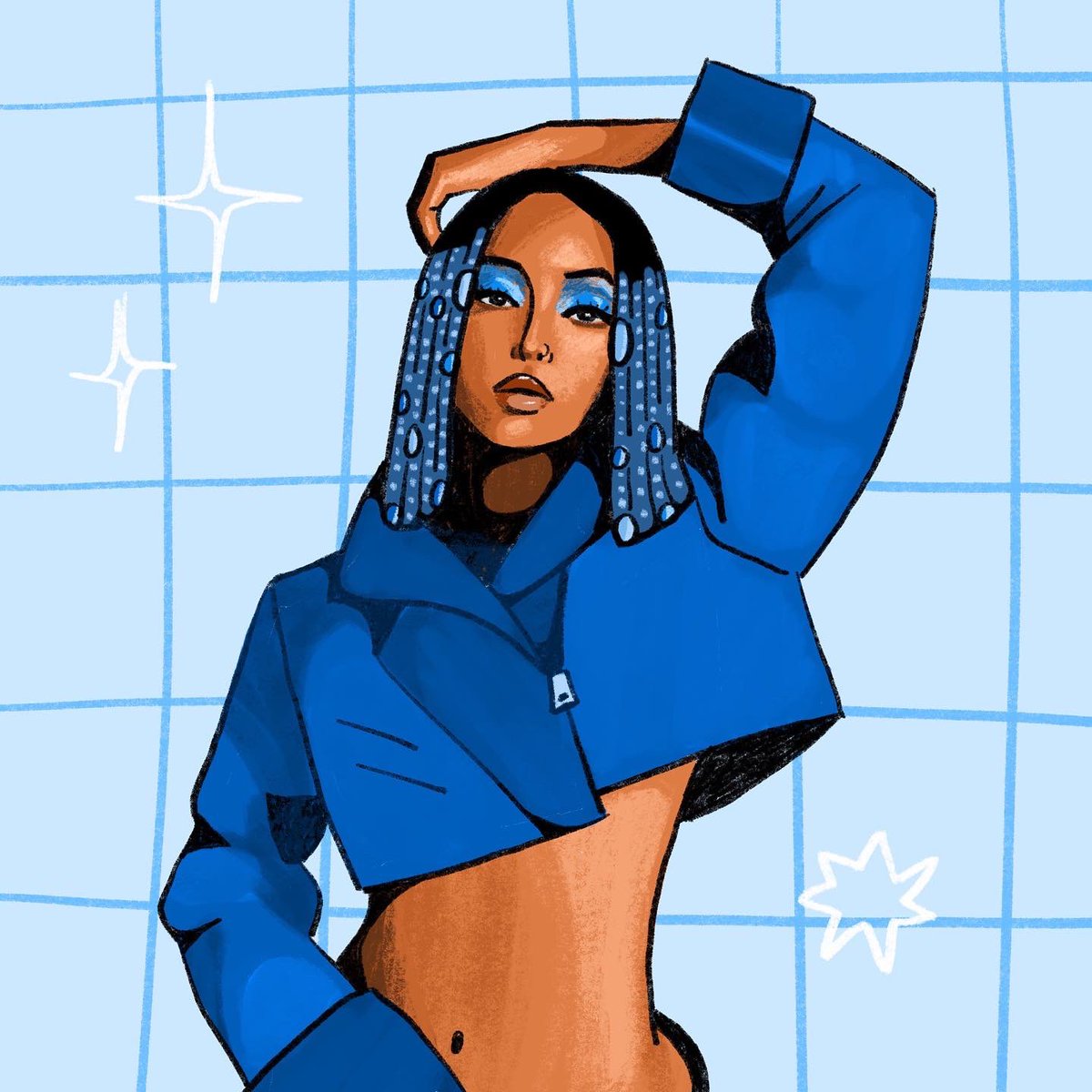 tofugoob's tweet photo. i drew Tinashe and the whole time “I can see the futureeeee” was stuck in my head https://t.co/ZZhEKhMlsV