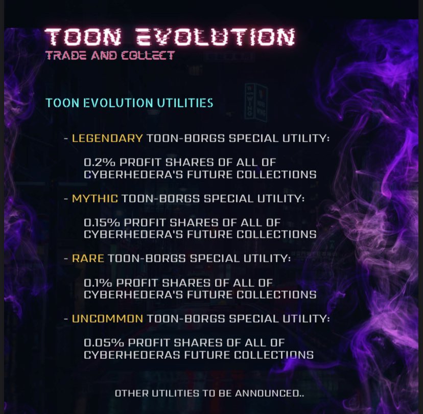 Support is now open for the Evolved Toonborgs on @ZuseMarket! 🚨🚨🚨 Only 27 Evolved Toonborgs in circulation! Check out their corresponding benefits below! ❤️ ✅ Legendary - Gold ✅ Mythic - Purple ✅ Rare - Blue zuse.market/collection/0.0… #HBARNFT #HederaNFT #NFT