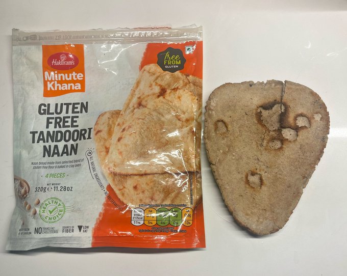Opening this bag of gluten free Naan from the Indian supermarket was a true reminder of why I don&rsquo;t meet
